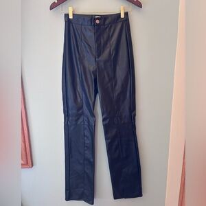 Missguided Black Womens Faux Leather Pants Size 2